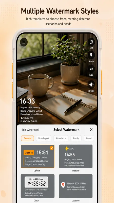 StampCam screen: a photo stamped with time, address and GPS coordinates (android 3)
